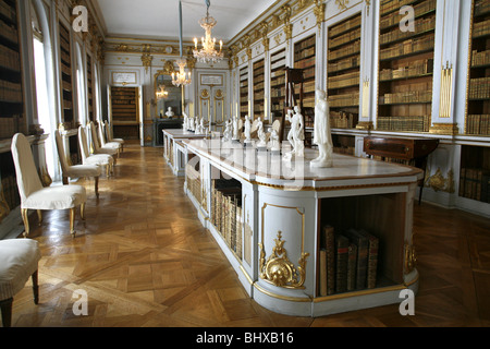 Bibliothèque, Slott Drottningholm / Palace, Drottningholm, Stockholm, Suède Banque D'Images