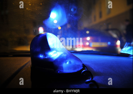 Nantes (44) : une patrouille de nuit de la police Banque D'Images