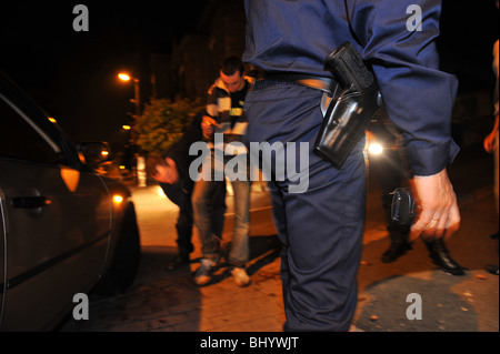 Nantes (44) : une patrouille de nuit de la police Banque D'Images