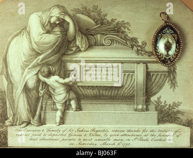 Carte de deuil et de souvenir de Sir Joshua Reynolds, 1792. Artiste : Inconnu Banque D'Images