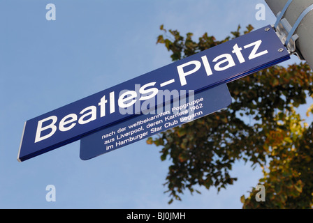 Plaque de rue à la place des Beatles à St Pauli, Hambourg, Allemagne, Europe Banque D'Images