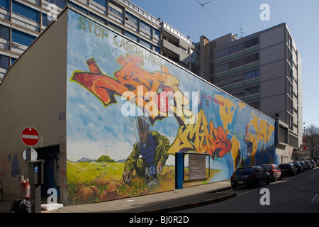 Mur de graffiti dans la région de Genève, Suisse Banque D'Images