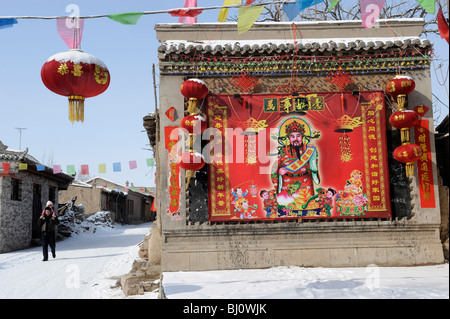 Une peinture du dieu de la richesse dans la province de Hebei, Chine. 01-Mar-2010 Banque D'Images