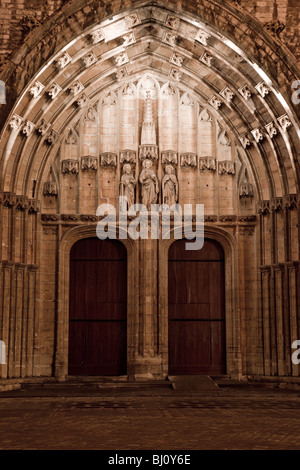 Portail principal de la Cathédrale Saint-Bavon à Gand, Flandre orientale province, Belgique Banque D'Images