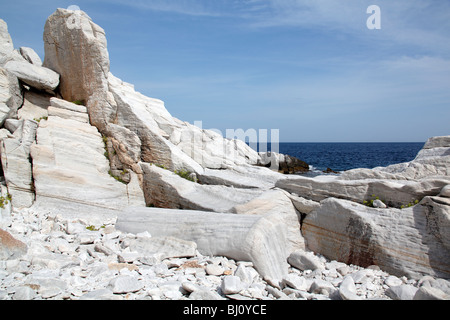 L'ancienne carrière de marbre de Thassos, Aliki, Grèce, Sept 2009 Banque D'Images