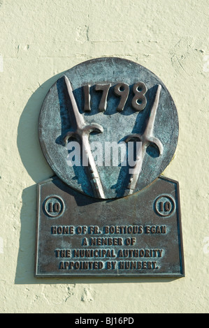 Une plaque marquant l accueil de fr. Boetius Egan, Castlebar, Comté de Mayo, Irlande Banque D'Images