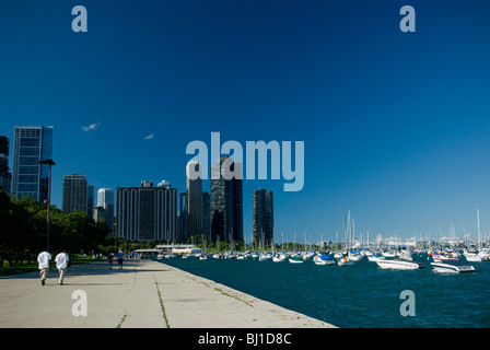 Horizon de Chicago et le lac Michigan le long lac. Banque D'Images