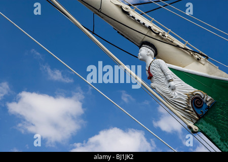 Figure de proue du Rickmer Rickmers, bateau musée dans le port de Hambourg, Hambourg, Allemagne, Europe Banque D'Images