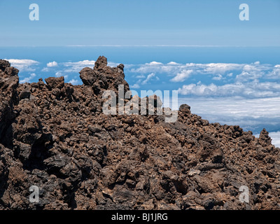 La formation de roche volcanique Teide au sommet du crâne. Banque D'Images