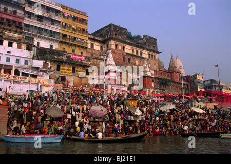 Inde, Varanasi, fleuve Gange, festival Kartik Purnima Banque D'Images