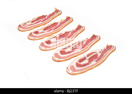 Bacon tranches isolated on a white background studio Banque D'Images