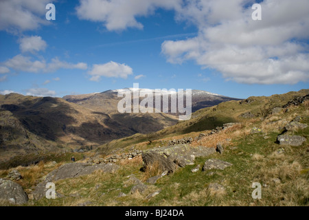 La chaîne de montagnes Glyder de Nant Gwynant dans la région de Snowdonia, le Nord du Pays de Galles Banque D'Images