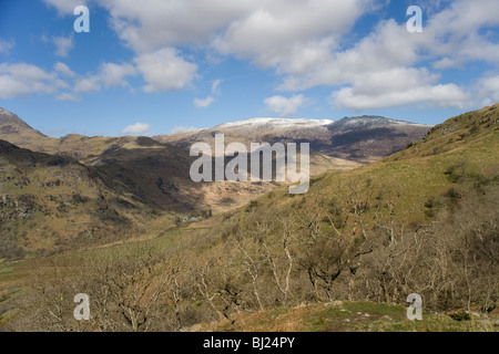 La chaîne de montagnes Glyder de Nant Gwynant dans la région de Snowdonia, le Nord du Pays de Galles Banque D'Images