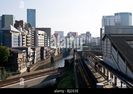 Kanda, Ochanomizu station et Akihabara, vue du pont Hijiri-bashi. Banque D'Images