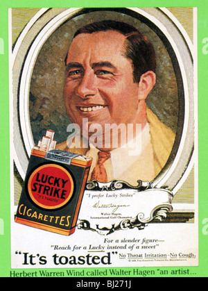 Walter Hagen publicité les cigarettes Lucky Strike, c1930. Artiste : Inconnu Banque D'Images