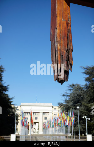 Détail de la chaire a éclaté à l'extérieur du monument l'Office des Nations Unies à Genève, Suisse Banque D'Images