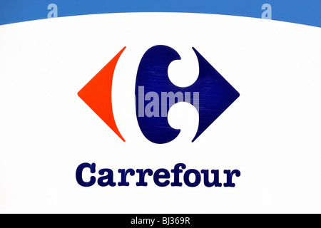 Pancarte pour supermarché Carrefour en Belgique Banque D'Images