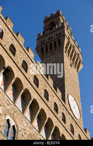 Italie, Toscane, Florence, Piazza della Signoria, le Palazzo Vecchio Banque D'Images