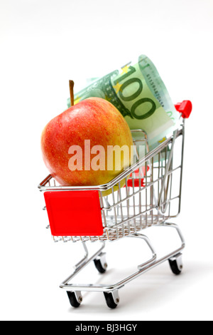 Panier avec bill et Apple Banque D'Images
