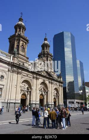 Cathedral, Plaza de Armas, Santiago de Chile, Chili, Amérique du Sud Banque D'Images