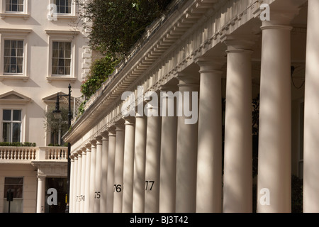 Colonnes corinthiennes et couverts des portes de décoration classique et exclusif propriétés, le célèbre quartier de Belgravia Square Eaton Banque D'Images