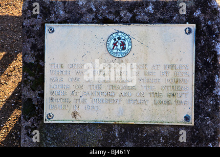 Informations sur Iffley Lock pour les visiteurs sur la Tamise près de Oxford, Oxfordshire, UK Banque D'Images