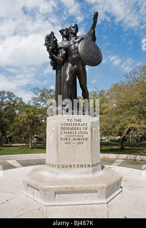 La mémoire des soldats confédérés Jardins Point blanc la batterie Charleston en Caroline du Sud Banque D'Images