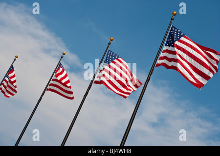 Les drapeaux sur le Navy Pier sur le lac Michigan, Chicago, Illinois, États-Unis d'Amérique Banque D'Images