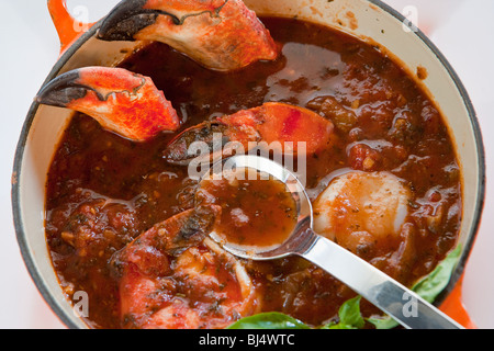 Pot de Ciopinot crabe cioppino, Restaurant, San Luis Obispo, Californie, États-Unis d'Amérique Banque D'Images