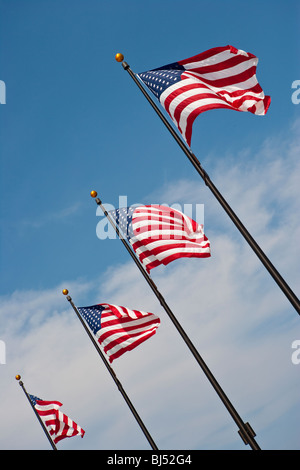 Les drapeaux sur le Navy Pier sur le lac Michigan, Chicago, Illinois, États-Unis d'Amérique Banque D'Images