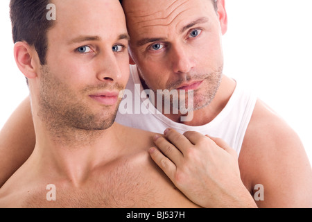 Portrait of a happy couple homo sur blanc Banque D'Images