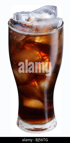 Embuées Verre de coca avec des glaçons Banque D'Images