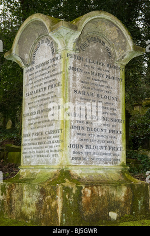 Le Cimetière de Highgate London , l'un des 6 cimetières privés original utilisé pour la première fois , 1860 , famille typique tombe de Peter Clarke Blount Banque D'Images