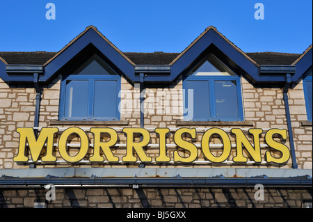 MORRISONS, supermarché, logo. Le vieux Showground, Kendal, Cumbria, Angleterre, Royaume-Uni, Europe. Banque D'Images