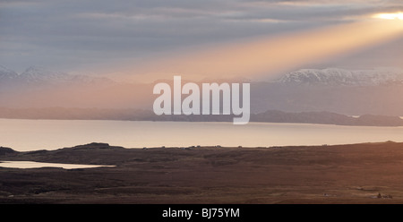 Au cours de la Sunbeam Minch. Vu de Trotternish, Isle of Skye, Scotland, UK. Banque D'Images