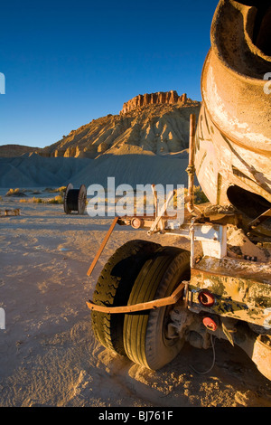 Bétonnière épave au désert, détails, Utah, USA Banque D'Images