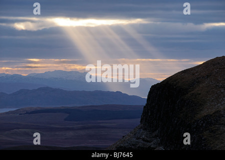 Rayons de vu de Trotternish, Isle of Skye, Scotland, UK. Banque D'Images