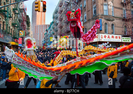 Ou Nouvel An lunaire chinois à Chinatown, Manhattan, New York City Banque D'Images