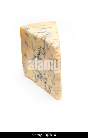 British bleu ( ) Stilton cheese wedge isolated on a white background studio. Banque D'Images