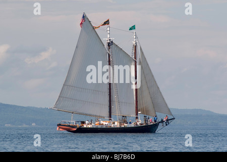 Le Windjammer J&E RIGGIN toutes voiles dehors dans Penobscot Bay Banque D'Images