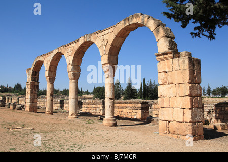 Ruines de la période omeyyade dans la ville antique de Aanjar Vallée de la Bekaa au Liban Banque D'Images