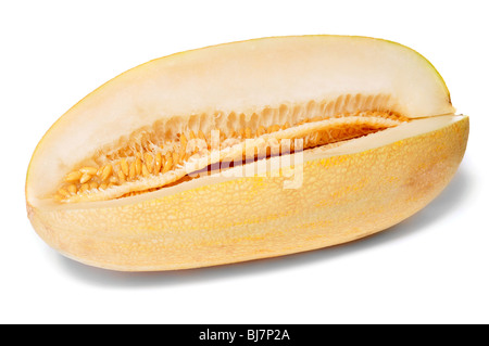 Melon jaune doux isolated on white Banque D'Images