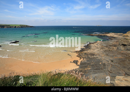 La fin de l'été/début glorieux jour d'automne à Harlyn Bay, Cornwall, England, UK Banque D'Images