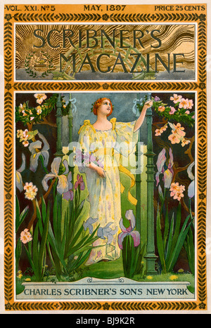 Scribner's Magazine couverture pour mai 1897. Lithographie couleur Banque D'Images