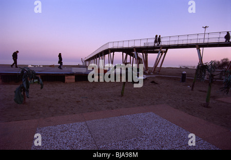 La plage du Lido à Venise, Italie, en mars 2008 au cours de la saison morte. Banque D'Images