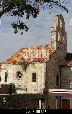 La péninsule de la vieille ville de Budva, l'église de St,Saava,Monténégro Banque D'Images