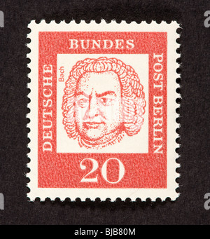 Timbre-poste de Berlin représentant Johann Sebastian Bach. Banque D'Images