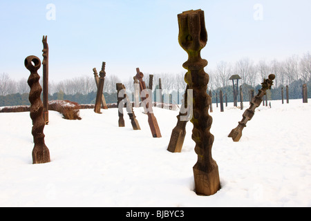 Bataille de Mohacs 1526 Memorial Park dans la neige , Hongrie - photos Banque D'Images