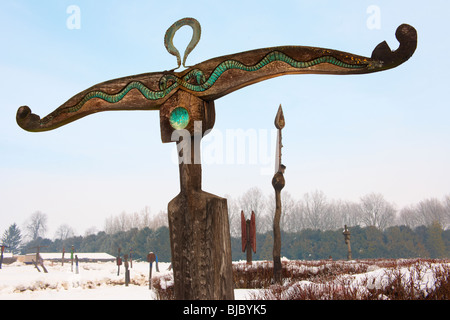 Bataille de Mohacs 1526 Memorial Park dans la neige , Hongrie - photos Banque D'Images