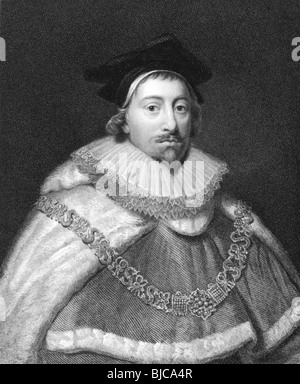 Edward Coke (1552-1634) gravure sur des années 1800.French juriste et membre du Parlement. Banque D'Images